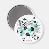 Meisjes Gepersonaliseerde voetballen Sterren Licht Magneet (Voorkant / Achterkant)