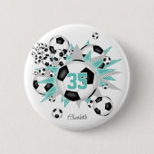 Meisjes Gepersonaliseerde voetballen Sterren Licht Ronde Button 5,7 Cm (Voorkant)