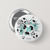 Meisjes Gepersonaliseerde voetballen Sterren Licht Ronde Button 5,7 Cm (Voorkant /achterkant)