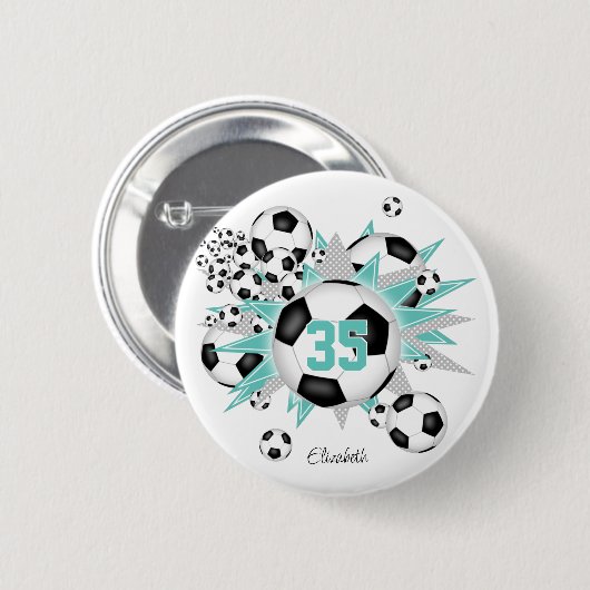 Meisjes Gepersonaliseerde voetballen Sterren Licht Ronde Button 5,7 Cm (Voorkant /achterkant)