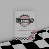 Meisjes geruit skateboard Groovy Hippie Verjaardag Kaart