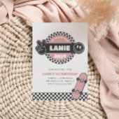 Meisjes geruit skateboard Groovy Hippie Verjaardag Kaart