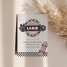 Meisjes geruit skateboard Groovy Hippie Verjaardag