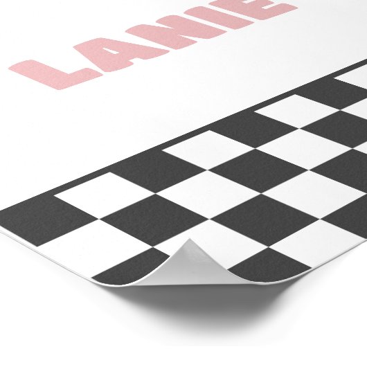 Meisjes geruit skateboard Groovy Hippie Verjaardag Poster (Hoek)