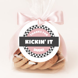 Meisjes geruit skateboard Groovy Road Verjaardag Bedankjes Labels