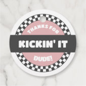 Meisjes geruit skateboard Groovy Road Verjaardag Bedankjes Labels (Achterkant)