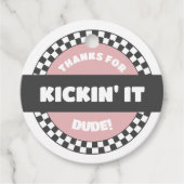 Meisjes geruit skateboard Groovy Road Verjaardag Bedankjes Labels (Voorkant)