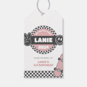 Meisjes geruit skateboard Groovy Road Verjaardag Cadeaulabel (Voorkant)