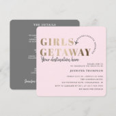 Meisjes Getaway Blush & Gold vrijgezellenweekend Kaart (Voorkant / Achterkant)