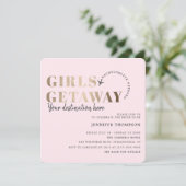 Meisjes Getaway Blush & Gold vrijgezellenweekend Kaart (Staand voorkant)