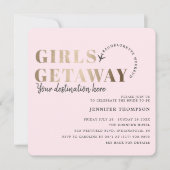 Meisjes Getaway Blush & Gold vrijgezellenweekend Kaart (Voorkant)