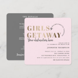 Meisjes Getaway Blush & Gold vrijgezellenweekend Kaart
