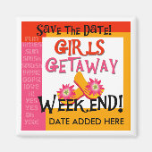 Meisjes Getaway Save the Date Magnet (Voorkant)