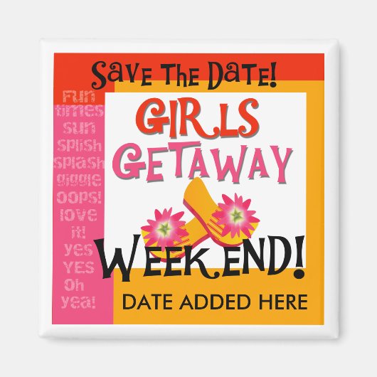 Meisjes Getaway Save the Date Magnet (Voorkant)