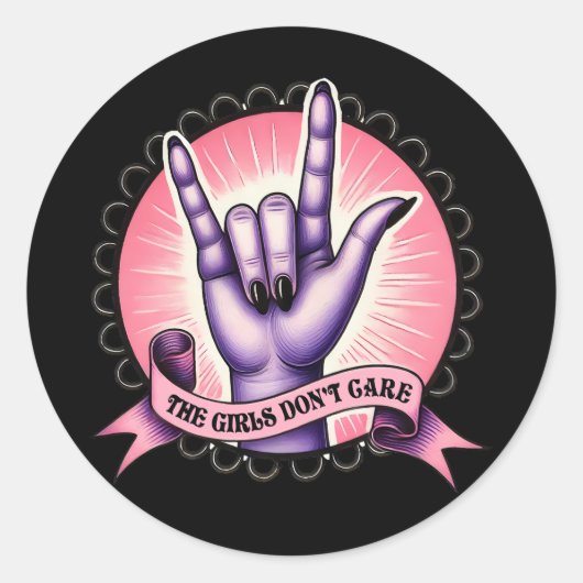 Meisjes geven niet om feminisme ronde sticker (Voorkant)