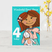 Meisjes geweldig Niece 4e verjaardagskaart girlie  Kaart (Gele Bloem)