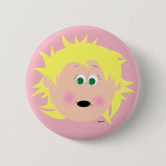 Meisjes Gezicht Blonde Groene Ogen Kapskids Button (Voorkant)