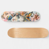 Meisjes Gezicht met Monarch Vlinders in Pastels Persoonlijk Skateboard (Horizontaal)
