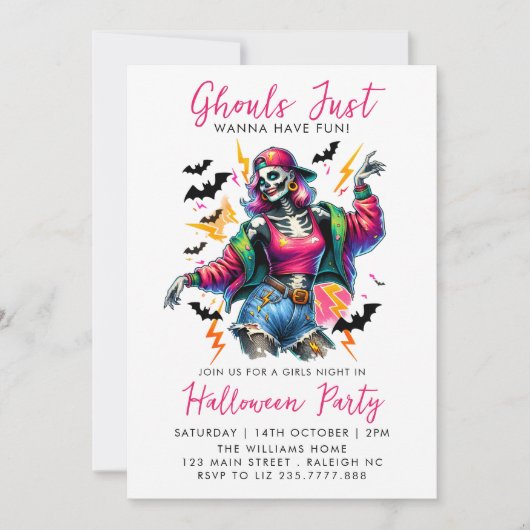 Meisjes Ghouls Night Out Volwassen Halloween Party Kaart (Voorkant)