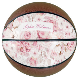 Meisjes Gift Cadeau Blush Pink  Floral Basketbal