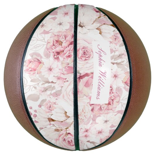 Meisjes Gift Cadeau Blush Pink  Floral Basketbal (Verticaal)