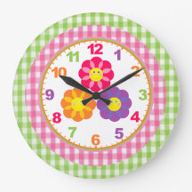 Meisjes Gingham Flower Clock met Numbers