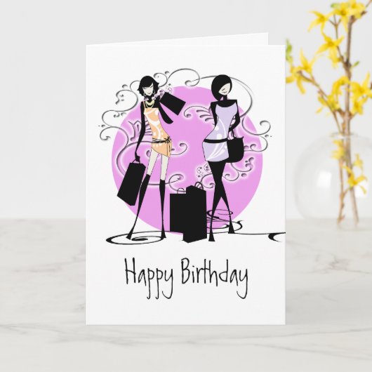 Meisjes girly mode diva's vrienden PERSONALISEREN Kaart (Gele Bloem)