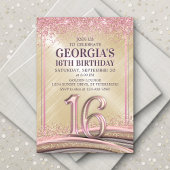 Meisjes Glam 16e verjaardag uitnodiging