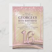 Meisjes Glam 16e verjaardag uitnodiging (Voorkant)
