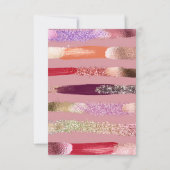 Meisjes Glam Gold Pink Glitter Metallic Borstels Bedankkaart (Achterkant)