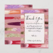 Meisjes Glam Gold Pink Glitter Metallic Borstels Bedankkaart (Voorkant / Achterkant)