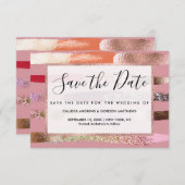 Meisjes Glam Gold Pink Glitter Metallic Borstels Save The Date (Voorkant / Achterkant)