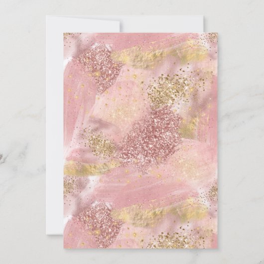 Meisjes glamour spa feest nep roze goud glitters kaart (Achterkant)