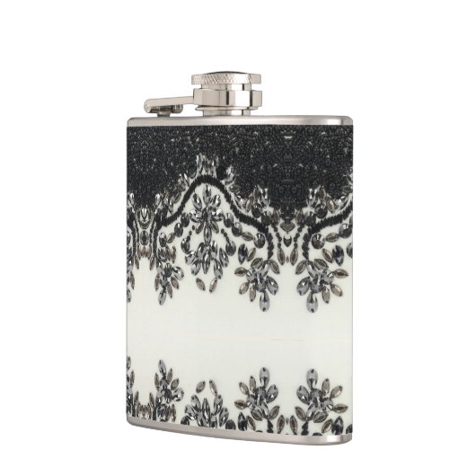 Meisjes  glamour zwart wit flessenpatroon heupfles (Links)