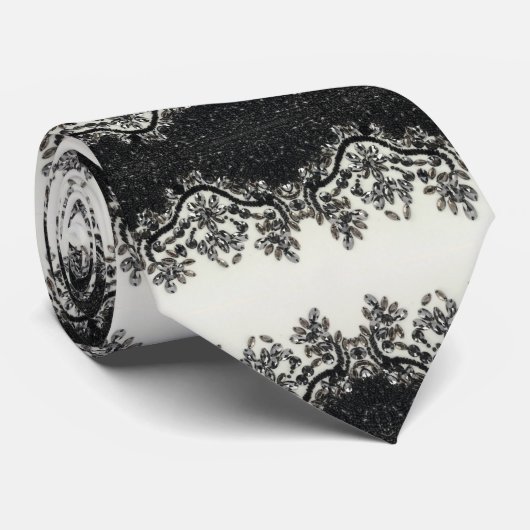 Meisjes glamour zwart wit flessenpatroon stropdas (Opgerold)