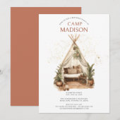 Meisjes glamping Birthday party onder de sterren Kaart (Voorkant / Achterkant)