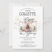 Meisjes glamping Birthday party onder de sterren Kaart (Voorkant)