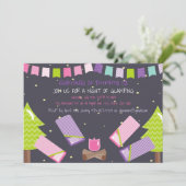 Meisjes glamping/Camping Out Birthday Party Kaart (Staand voorkant)