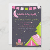 Meisjes glamping/Camping Out Birthday Party Kaart (Voorkant)