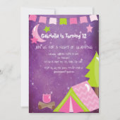 Meisjes glamping/Camping Out Birthday Party Kaart (Voorkant)