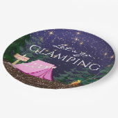 Meisjes Glamping Verjaardagsfeest Papieren Bordje (Gekanteld)