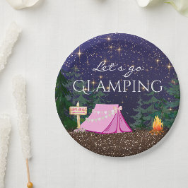 Meisjes Glamping Verjaardagsfeestje Papieren Bordje
