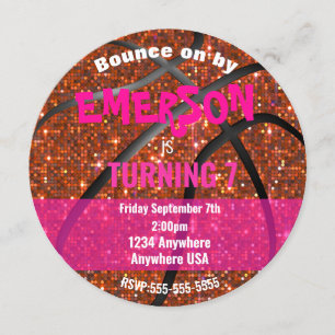 Meisjes Glitter basketbal Verjaardag, Roze Bal Kaart