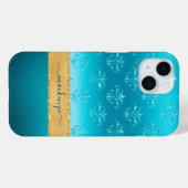 Meisjes Glitter Blue Glam Metallic Personalized Case-Mate iPhone Case (Achterkant (horizontaal))