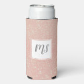 Meisjes Glitter Monogram Initiaal Rose Goud Seltzer Blikjeskoeler (Seltzer Achterkant)