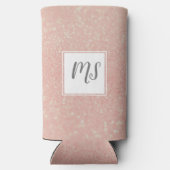 Meisjes Glitter Monogram Initiaal Rose Goud Seltzer Blikjeskoeler (Achterkant)