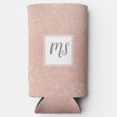 Meisjes Glitter Monogram Initiaal Roze Goud Seltzer Blikjeskoeler (Voorkant)