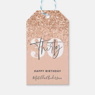 Meisjes glitter smaken moderne 30e verjaardag  cadeaulabel