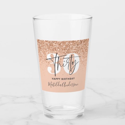 Meisjes glitter smaken moderne 30e verjaardag  glas (Voorkant)