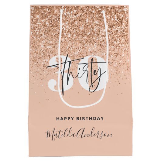 Meisjes glitter smaken moderne 30e verjaardag  medium cadeauzakje (Achterkant)